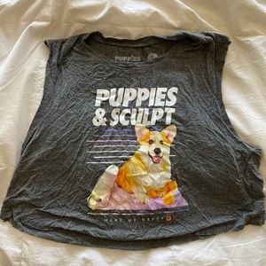 Corepower yoga PUPPIES AND SCULPT cropped tank